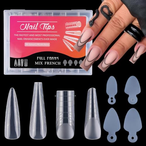 NICENEEDED 144 PCS Dual Nail Forms Set, 4 Style 12 Size, Clear