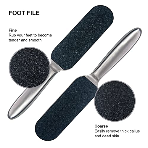 1 Pcs Professional Pedicure Foot File and Callus Remover for Hard Skin,Stainless Steel Foot Rasp File with 10 Free Refill Grits Replacement Pads with Two Sides Simple Bath Pedicure Salon Foot Scrubber