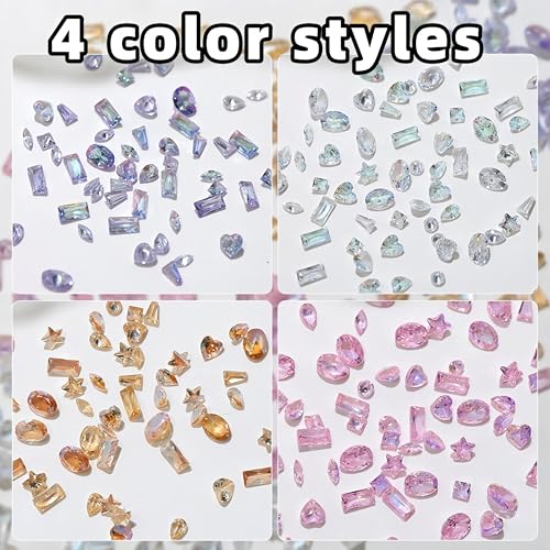150pcs Colorful Zircon Mini Nail Rhinestones Clear Rhinestones for Nails Design 3D Heart Star Nail Charms and Gems Shiny Zircon Diamonds Nail Accessories Luxury Crystal Jewel for Women Nail Supplies - color: pink