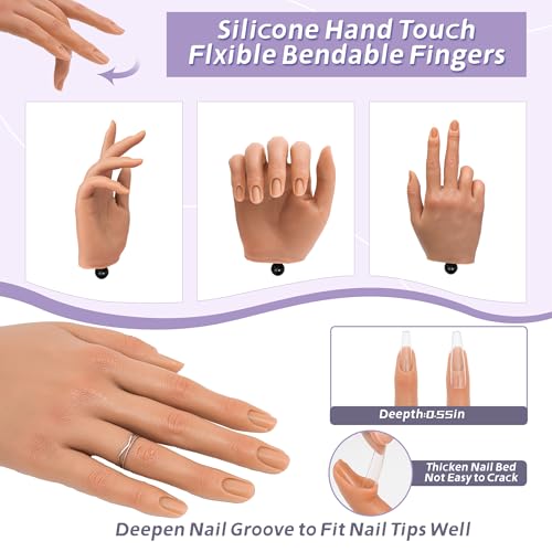 Realistic Silicone Practice Hand for Acrylic Nails, Flex Fingers - color: Color 3