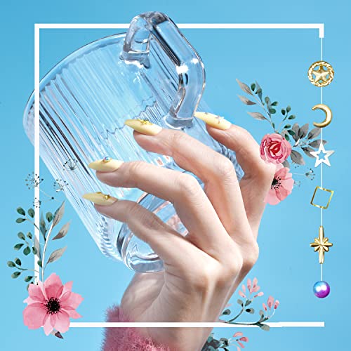 TsMADDTs Coffin Press On Nails, Acrylic Medium Short Ballerina False Nails