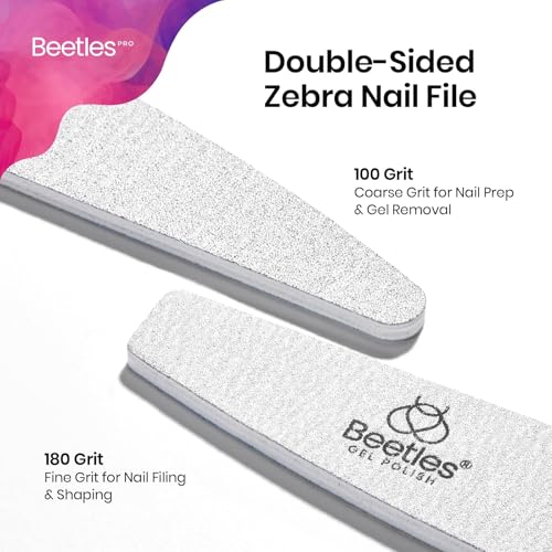 Beetles Pro 25-Pcs Nail File – Professional 100/180 Grit Double Sided - color: B-White-25