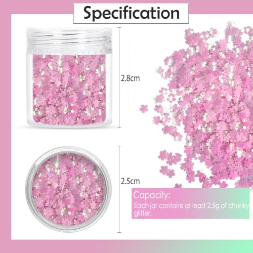 Laza 2.5g Chunky Glitter Cherry Blossom Shaped Confetti Nail Sequins - color: Pearl Pink