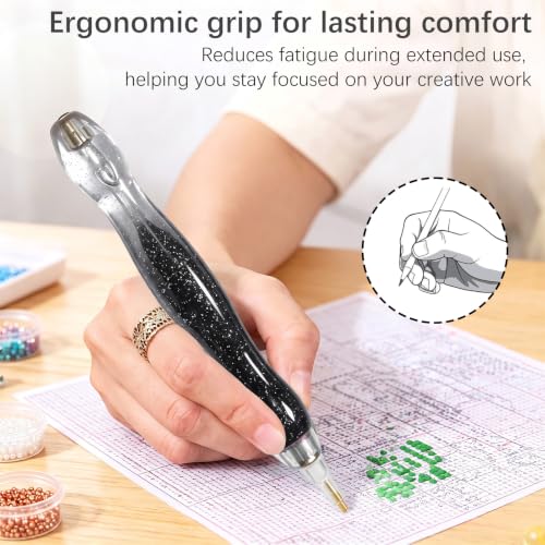 CXJINZE 9 Pcs Plastic 5D Diamond Art Pens Kit with 5 Nibs Stylus Tool,Black - color: Black-9pcs