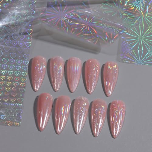 10 Rolls Aurora Nail Foil Iridescent Clear Nail Transfer Foil - color: Clear Iridescent