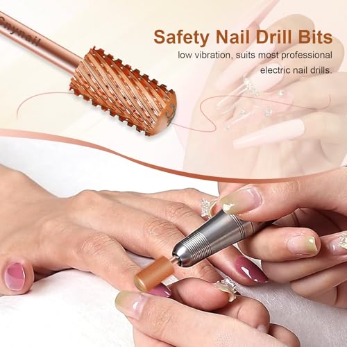 3/32" Large Smooth Barrel Safety Nail Drill Bit for Gel & Acrylic Removal - color: Rose Gold, size: 2XC