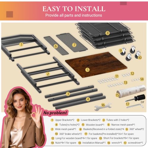 Goovilla Rolling Makeup Organizer Cart with Drawers, 5 Tier Metal, Black - color: Black, size: 5 Tier