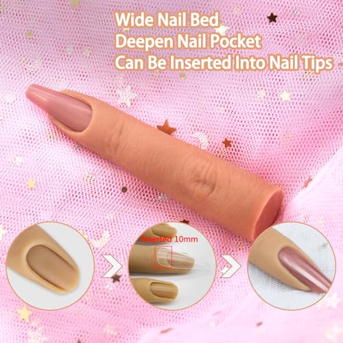 Silicone Practice Fingers for Acrylic Nails, Soft Silicone Fake Finger to Practice Fake Nails Bendable Nail Training Finger Flexible Practice Nail Finger for DIY Nails(Color 4) - color: 4# Silicone Finger