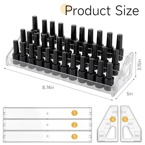 3 Layer Nail Polish Organizer Clear Multi Tier Organizer, Display Nail Stand for Nails Polish, Eyeglasses, Sunglasses, Essential Oils, Makeup, Skincare and Perfume Storage