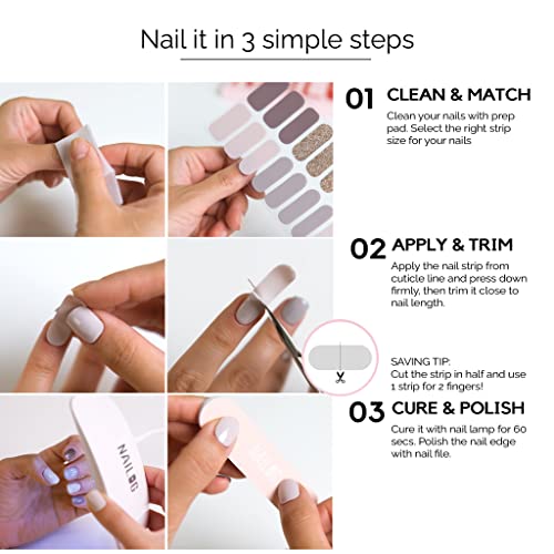 NAILOG Semi Cured Gel Nail Strips 20Pcs White Gel Nail Stickers - Blanc - color: Blanc