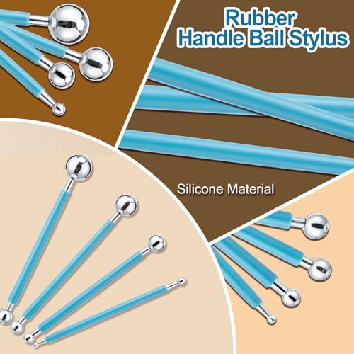 Amrules 10Pcs Double-Ended Stainless Steel Dotting Tools with Multiple Size - color: Lightyellow-Dotting-10Pcs