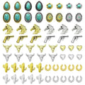 61 Pcs Western Turquoise Nail Charms 3D Metal Cowboy Cowgirl Nail Gems Charms Turquoise Bull Head Horseshoe Western Charm Stickers for DIY Nails Art Phone Case Crafts Rodeo Concert Outfits S - color: Gold and Silver 64pcs