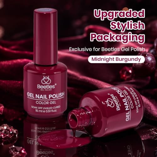 Beetles Midnight Burgundy Gel Nail Polish, 15ML Dark Red Gel Polish - color: C - Red | Midnight Burgundy