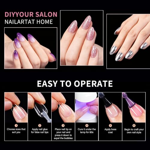 Medium Almond Nail Tips 504 Pcs 12 Sizes, Pre-Etched Soft Gel Full Cover Nail Stickers, Transparent Press on Fake Nails for Home DIY, Nail Salons, Nail Art & Extension, Long Lasting Clear False Nails - size: Medium Almond