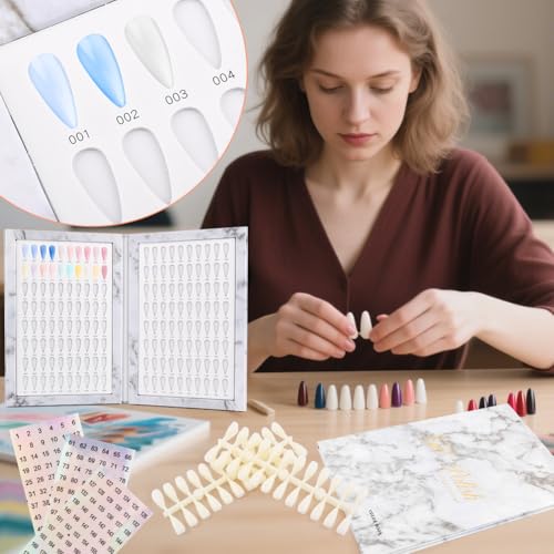 Nail Swatch Book 160 Colors, 240 False Tips with Number Sticker