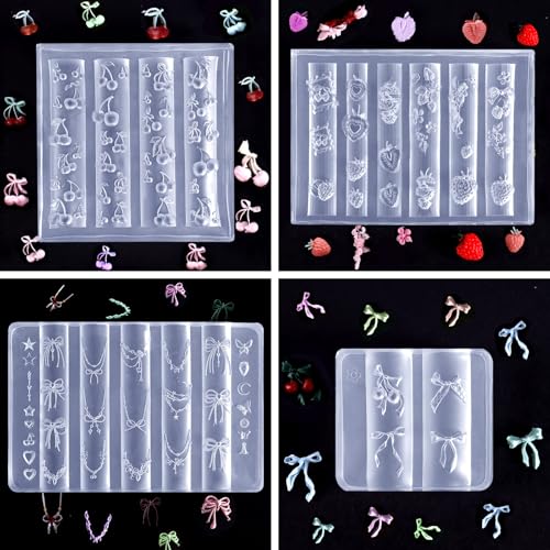 Laza 4pcs Fruit Silicone Nail Art Molds Multiple Cherry Shaped Nail Molds - color: Cherry strawberry