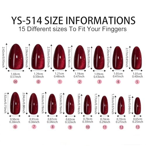 Dark Brown Cat Eye Press on Nails Medium Almond Glitter Fake Nails 30 Pcs - color: Style-23