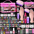 Nail Kit for Beginners with Everything- Practice Hands & Storage Gift Bag - color: Sparkling Pink