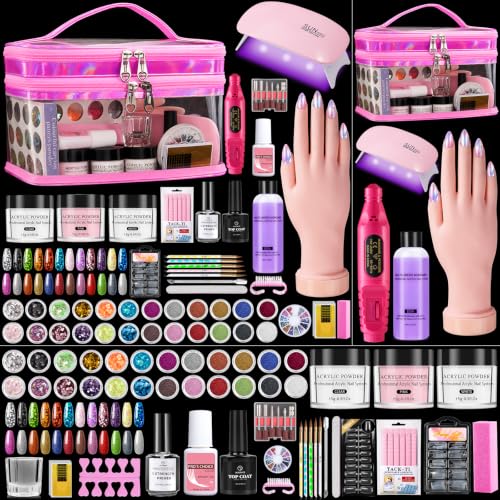 Nail Kit for Beginners with Everything- Practice Hands & Storage Gift Bag - color: Sparkling Pink