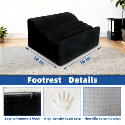 Under Desk Foot Rest, Ergonomic Foot Stool for Office and Home (Black) - color: Black