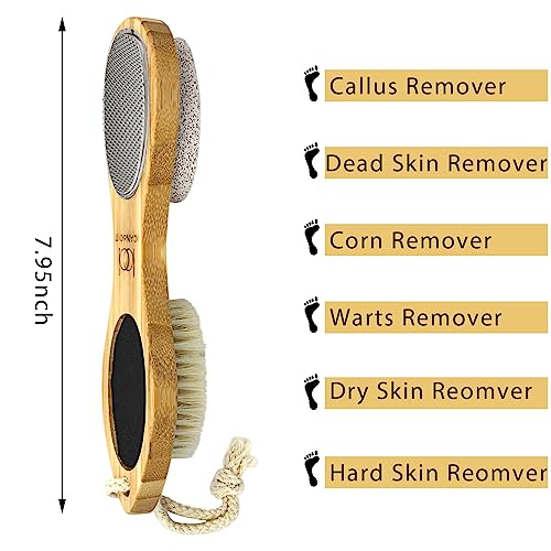 ICANdOIT 4 in 1 Bamboo Foot File Callus Remover Pedicure Scrubber Brush - size: 1 Count (Pack of 1)
