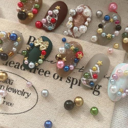 3D Beads Nail Charms Pearl Nail Art Charms Mixed Sizes Round Caviar Beads Art Nail Accessories Pearl Gem Rhinestones for Women Acrylic Nails Supplies Manicure Decorations DIY Accessories 1 Box - color: Rhinestone 07