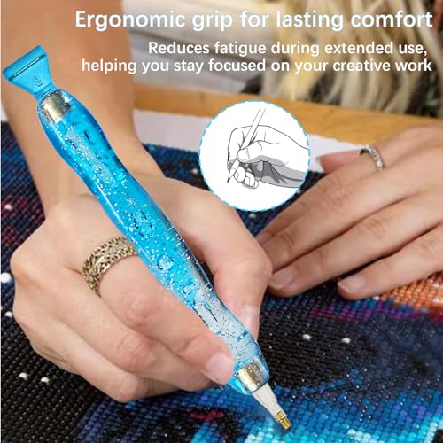 CXJINZE 26 Pcs Plastic 5D Diamond Art Pens Kit with 13 Nibs Stylus Tool - color: Blue
