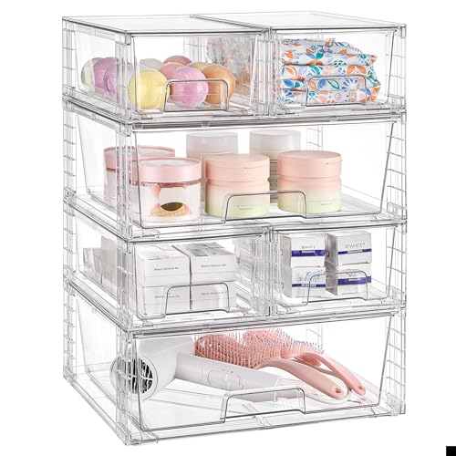 Vtopmart Clear Stackable Storage Drawers, 6 Pack Wide Organizer Set - style: 4 Small+2 Wide