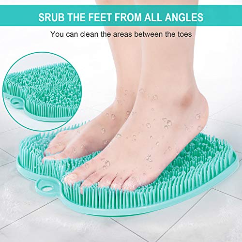 BESKAR XL Larger Shower Foot Scrubber Mat with Non-Slip Suction Cups - color: Green