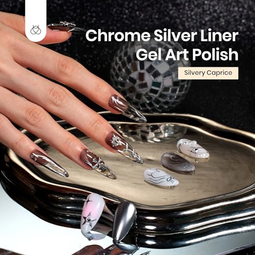 Beetles Metallic Silver Liner Gel Nail Art 7ml French Tip Gel Nail Polish - color: B - Silver-1