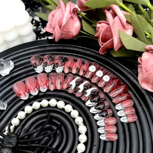 30pcs Halloween 3D Spider Press on Nails, Gothic Spider Web Fake Nails - color: Halloween Press on Nails 13
