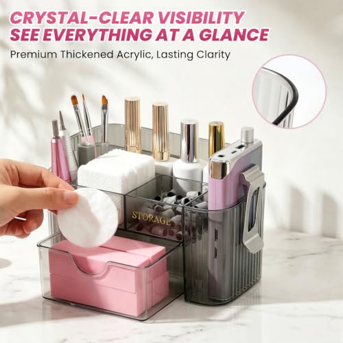 BQAN Clear Acrylic Nail Organizer with Drawer for Nail Tools Storage Black - color: Black
