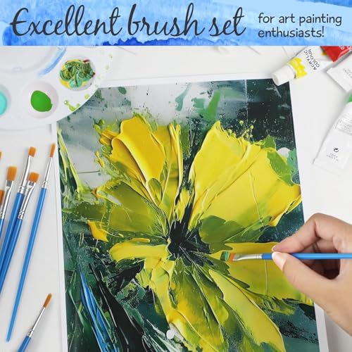 Halobios Paint Brushes Set for Acrylic Painting, 30 Pcs Art Paint Brush Flat Acrylic Painting Brush, Nylon Paint Brushes for Kids Adults Oil Watercolor Rock Painting Body Face Nail Art - size: 30-Flat