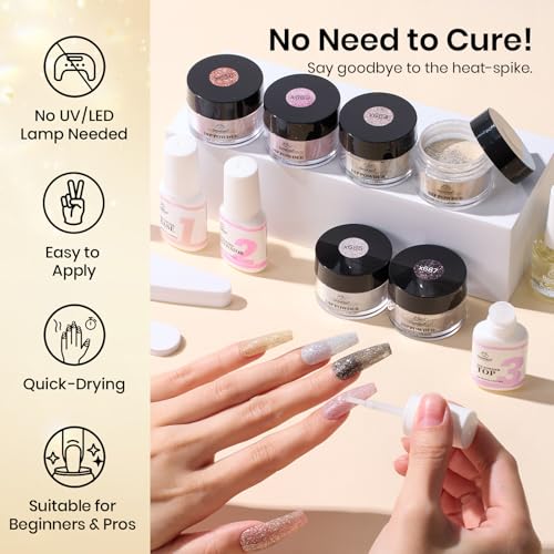 Beetles Dip Powder Nail Kit, 6 Colors White Pink Grey Yellow Glitter - color: Luxury Radiance