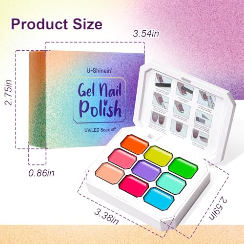Gradient Painting Gel, 9 Colors Ombre Gel Nail Polish Sponging - color: Rainbow Candy(01)