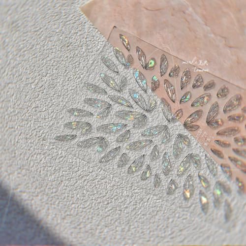 5D Embossed Nail Stickers, Premium Salon-Quality Self-Adhesive 3D Nail Art Decals, Refined Classic Designs for Easy DIY Manicure (Glass Wing) - color: Glass Wing