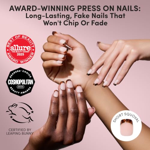 Glamnetic Press On Nails - Short Squoval, Glossy Fake Nails 30 Pc Full Kit - color: 2C - The Trendsetter