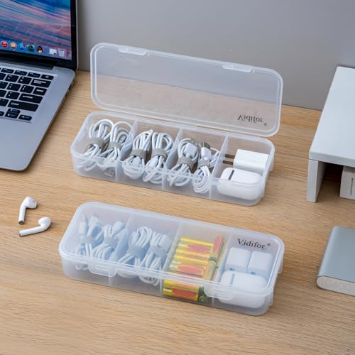 Vidifor 2-Pack Clear Small Organizer Box for Crafts, Snack, Beads Earrings, Screws, Nail, Pins (2, Small) - size: Small