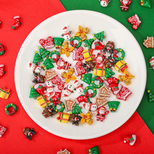 120pcs Christmas Resin Charms for Crafts Mini Slime Resin Charms Beads