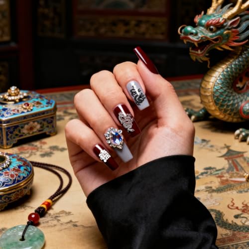 PH PandaHall 3pcs Chinese Dragon Nail Stamping Plate Traditional Patterns Nail Art Templates Vintage Flowers Nails Image Plates Nails Art Stencils for New Year Manicures Salon Design Printing - style: Chinese Dragon