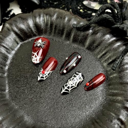 30pcs Halloween Press On Nails 3D Gothic Spider Fake Acrylic Nails - color: Halloween Press on Nails 10