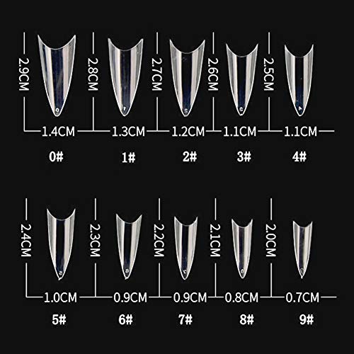 Beuniar Stiletto Nail Tips Clear 500Pcs Short Pointed False Acrylic Nails - color: Clear