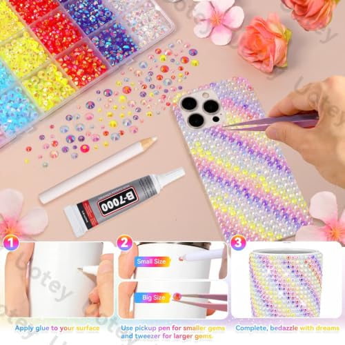 24 Grids Rhinestones Bedazzling Kit, Flatback Color Resin Gems for Crafts - color: S9