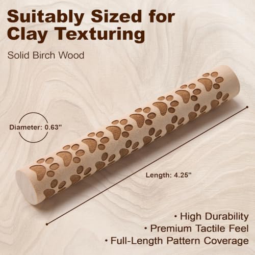 Amrules 10 Pcs Wooden Texture Rollers for Polymer Clay Pottery,Light Yellow - color: Lightyellow-Roller-10Pcs