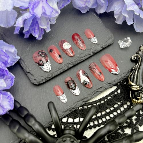 30pcs Halloween 3D Spider Press on Nails, Gothic Spider Web Fake Nails - color: Halloween Press on Nails 13