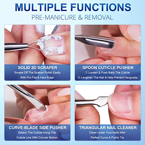2PCS Metal Silver Cuticle Pusher Tool and Scraper Nail Pusher - color: Silver