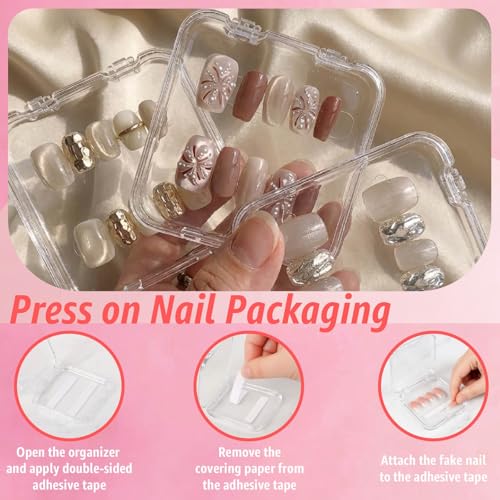 Clear Press On Nail Storage Containers 6-Pack Stackable Cases, Press Ons Nail Packaging Organizer Case, Acrylic Tips and Fake Nails Display Box for Travel and Salon Use - color: Clear 08