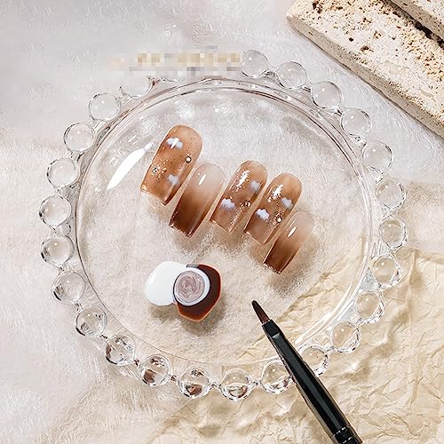 GSHLLO 2 Pcs Clear Glass Nail Polish Palette Nail Art Plate Nail Color Mixing Tray Nail Painting Display Board Cosmetic Makeup Mixer Palette