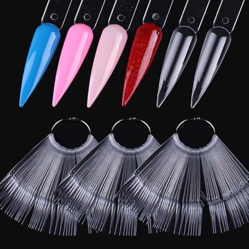SUTOKAKA 150 Pcs Nail Swatch Sticks with Ring, Clear Pointed Shaped - color: Clear Stiletto 150pcs