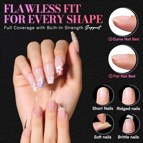 Makartt Coffin Nail Tips: Medium, 240PCS, 15 Sizes, Half Matte, Clear Acrylic, Full Cover Ballerina Press on Nails Extensions Supplies Salon and DIY Extension for Long-Lasting Manicure - size: Medium-Long